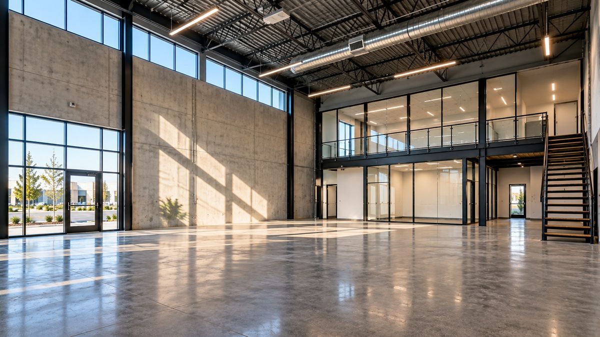 Finished two-storey office build-out inside a Devonshire Business Park unit